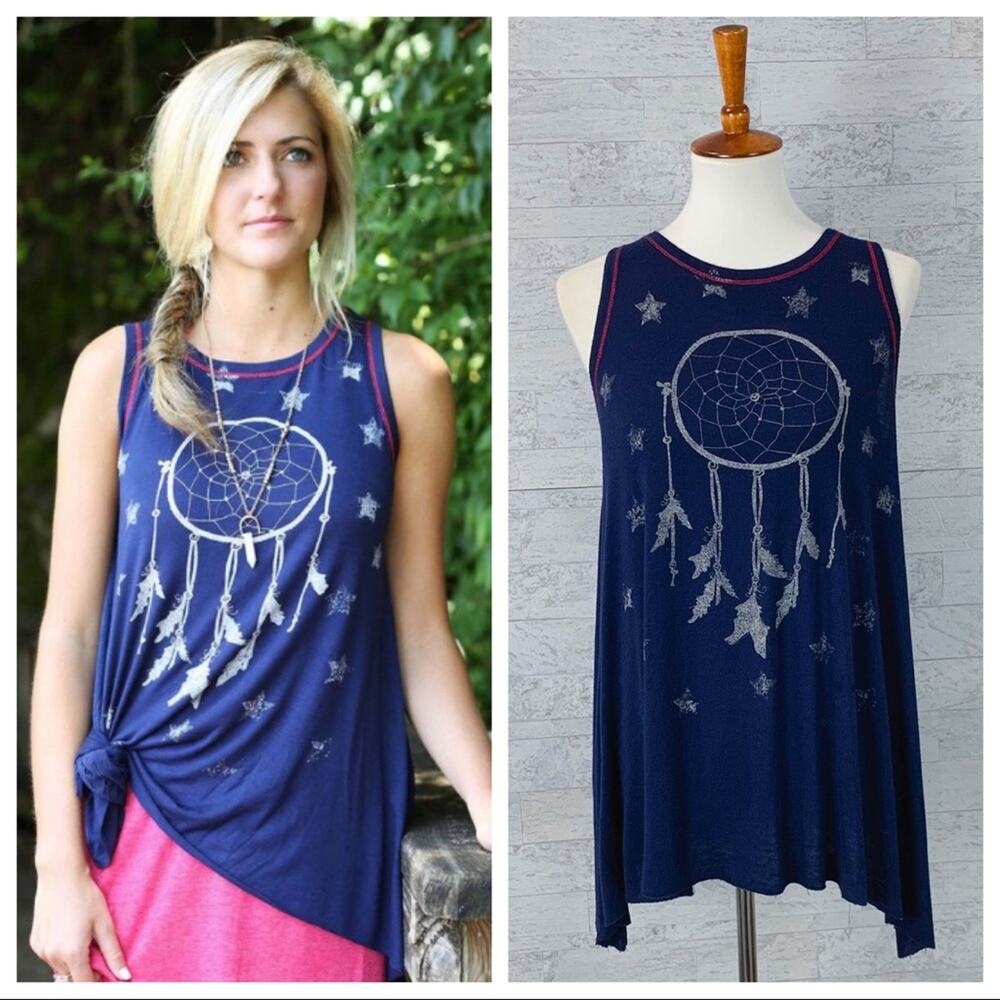 Altar’d State dream catcher blue tunic tank top sleeveless top loose fit casual